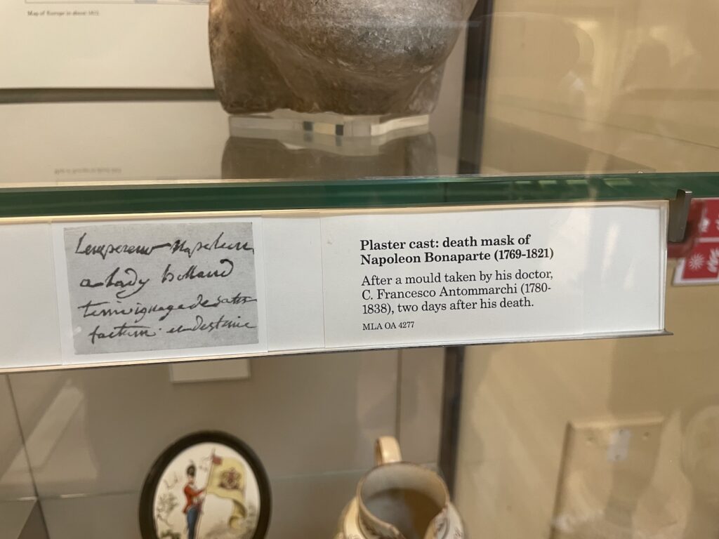 Beschrijving van doodsmasker Napoleon.