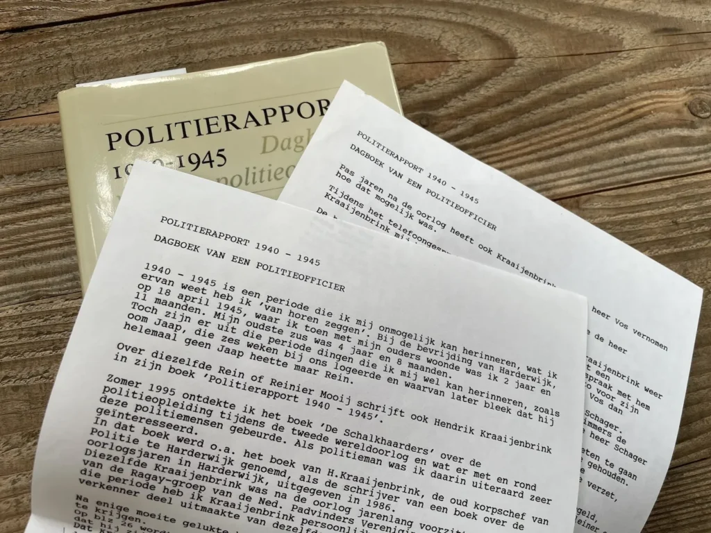 Addendum op het boek met titel Politierapport 1940-1945.